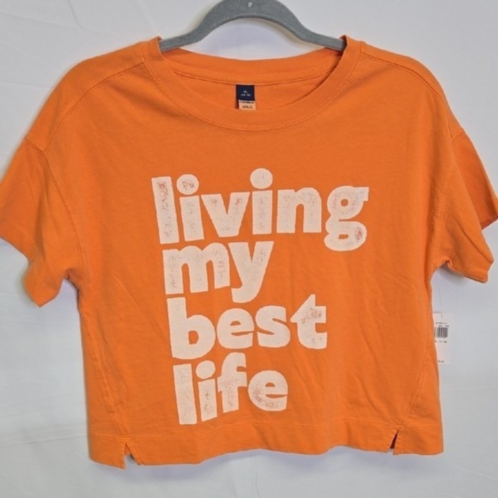 Old Navy Living My Best Life Crop Top, Coral‎ Clay Orange, Girls Size XL